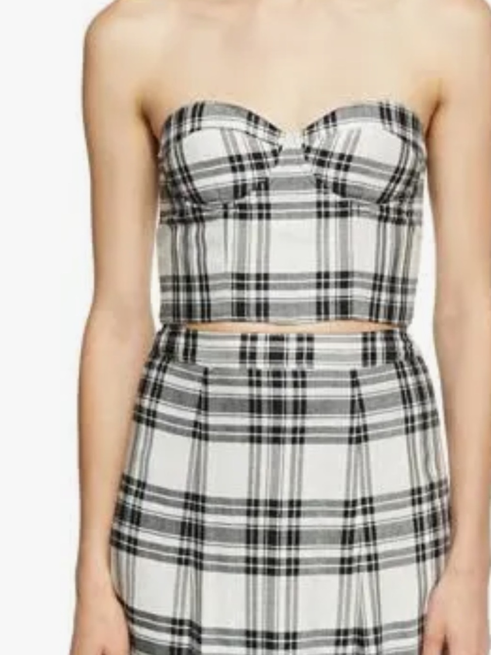 Alice + Olivia Orten Cupped Plaid Bustier Crop Size 4